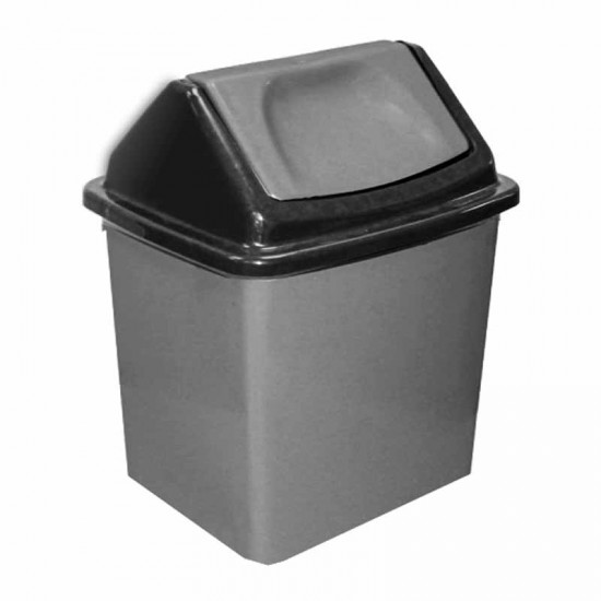 سلة قمامة مروحي صغير رصاصي واسود