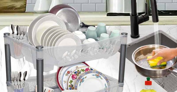 Rack Dish 2 Layer with tray Beige - 1-00125