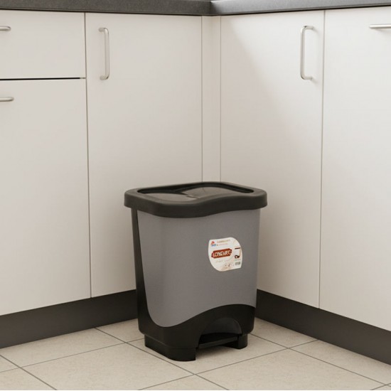 سلة قمامة بدعسة رصاصي