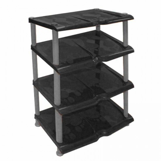 رف احذية 4 دور أسود + رصاصي