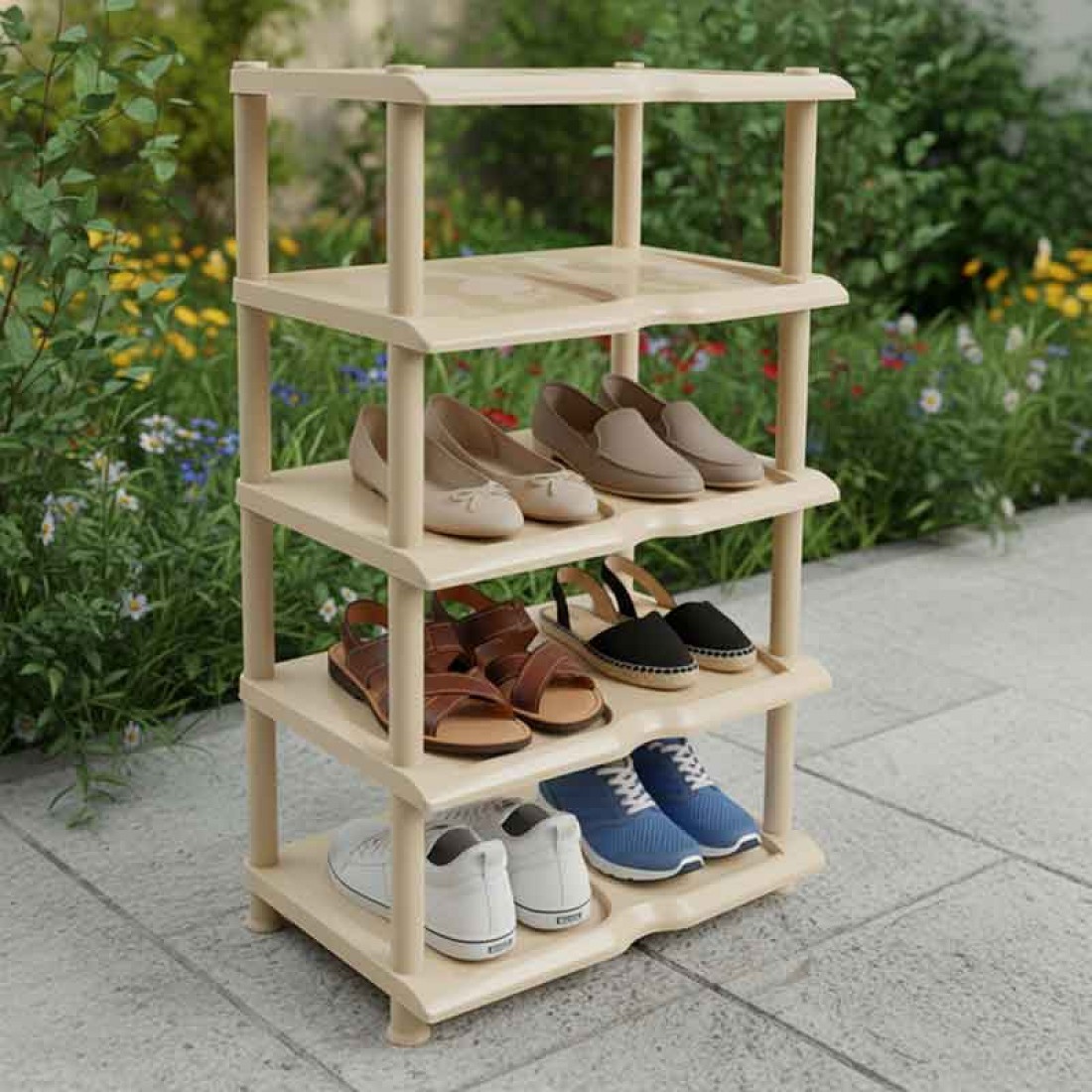 SHOE RACK 5 LAYER BEIGE - 1-00133P