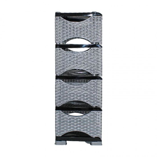 SHOE RACK RATTAN 5 LAYER BLACK