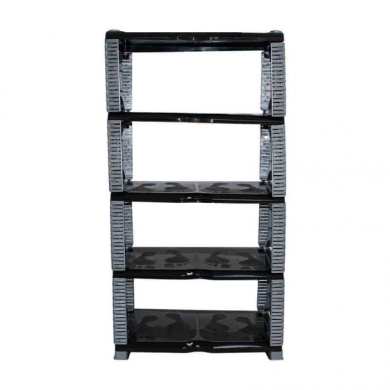 SHOE RACK RATTAN 5 LAYER BLACK