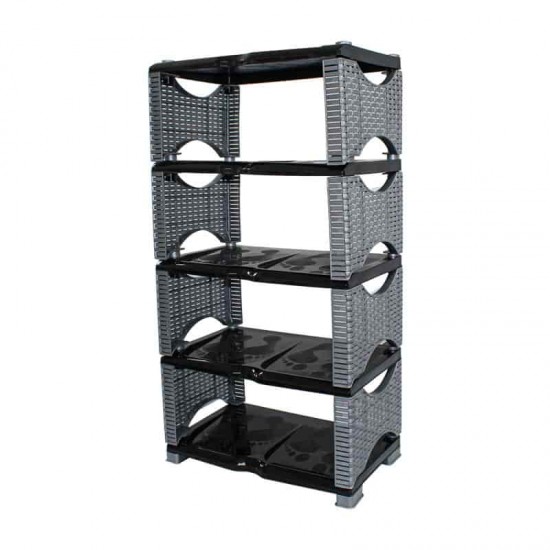 SHOE RACK RATTAN 5 LAYER BLACK