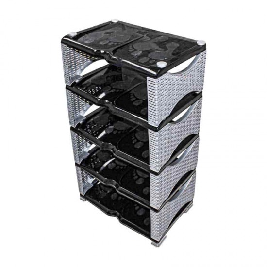 SHOE RACK RATTAN 5 LAYER BLACK