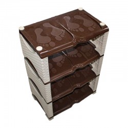  رف احذية راتان 4 دور بيج + بني