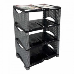 رف احذية راتان 4 دور أسود