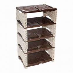 رف أحذية راتان ٥ دور بيج + بني