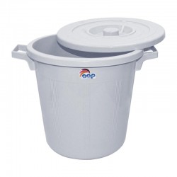 سطل 85 لتر ابيض بالغطاء