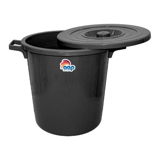 سطل 75 لتر اسود بالغطاء