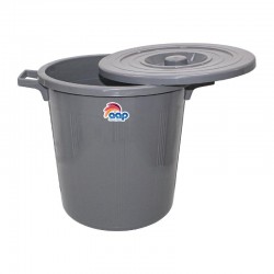 سطل 75 لتر رصاصي بالغطاء