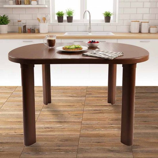 TABLE OVAL STRAIGHT LEG BROWN