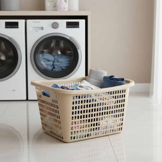 سلة غسيل مستطيلة بيج