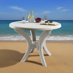 طاولة سفرة مدور أبيض