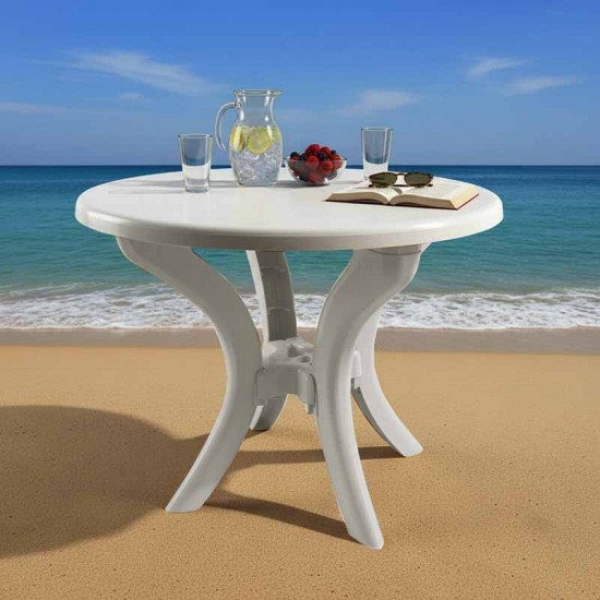 طاولة سفرة مدور أبيض