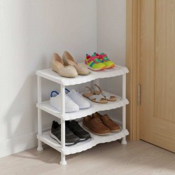 رف احذية مزركش 3 دور أبيض