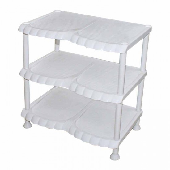 رف احذية مزركش 3 دور أبيض