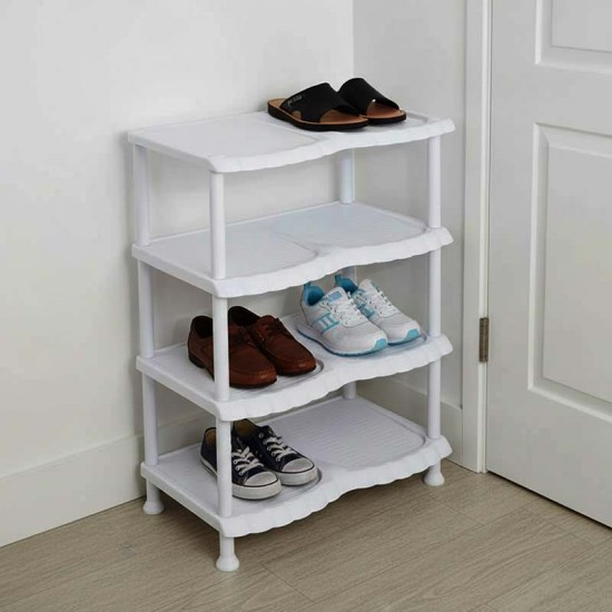 رف احذية مزركش 4 دور أبيض