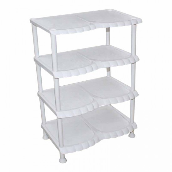 رف احذية مزركش 4 دور أبيض