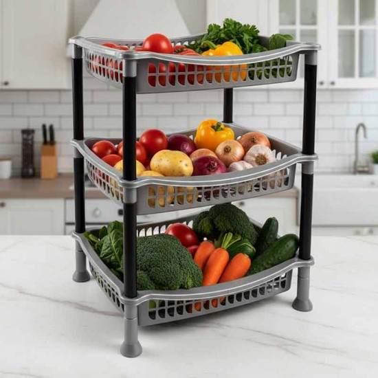 سلة خضار 3 دور مستطيل الشام فضة