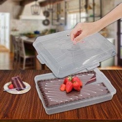علبة فطائر كبير مستطيل شفاف