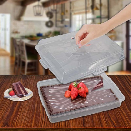 علبة فطائر كبير مستطيل شفاف