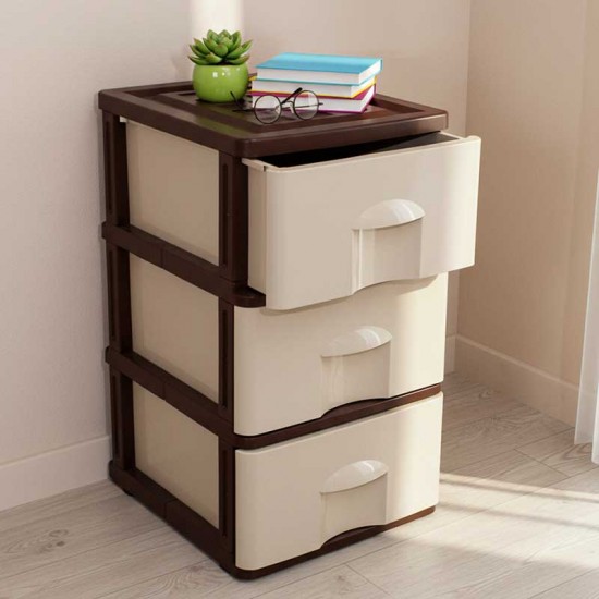DRAWER COMMODE(2) 3 LAYER BEIGE