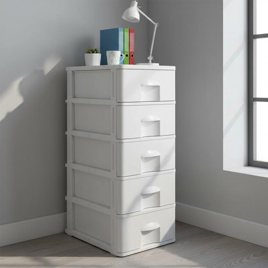 DRAWER COMMODE (2) 5 LAYER WHITE