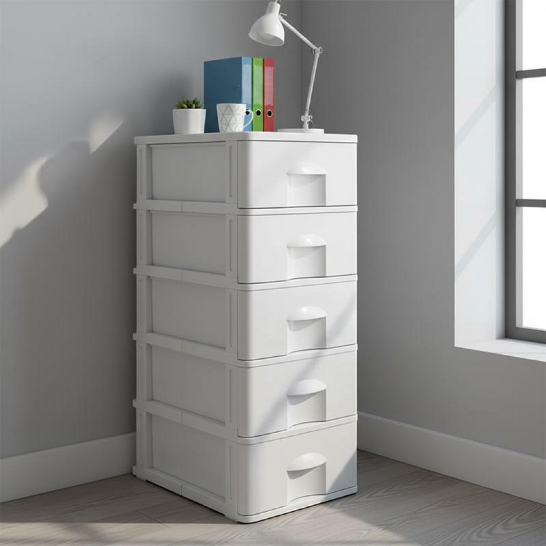 DRAWER COMMODE (2) 5 LAYER WHITE - 1-002105