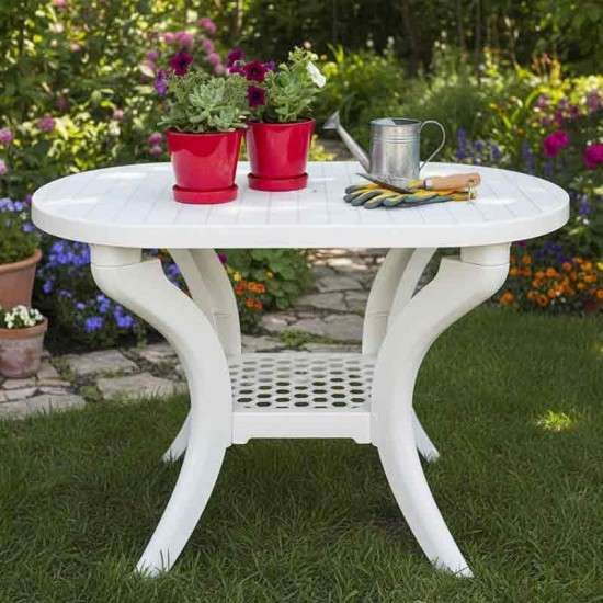 TABLE OVAL CURVE LEGES WHITE