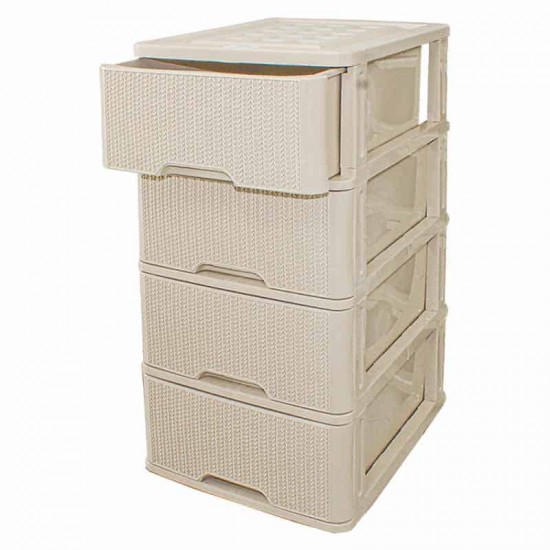DRAWER RATTAN 4 LAYER BEIGE