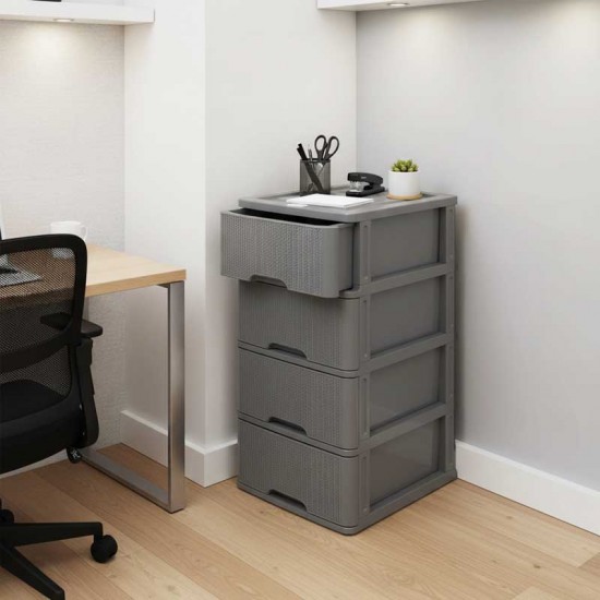 DRAWER RATTAN 4 LAYER GRAY
