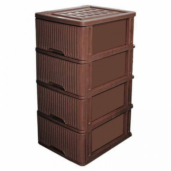 DRAWER RATTAN 4 LAYER DARK BROWN