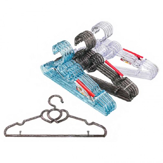 علاقة ملابس قلوب شفاف ملون ٥ حبة