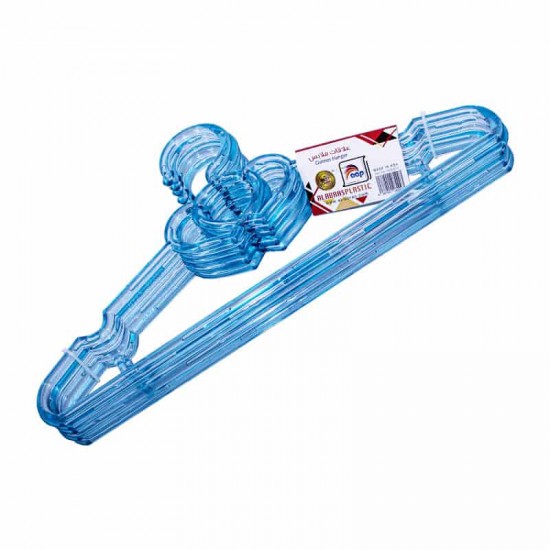 علاقة ملابس قلوب ٥ حبة ازرق شفاف