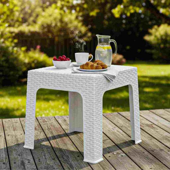 RATTAN CAMELLA TEA TABLE WHITE
