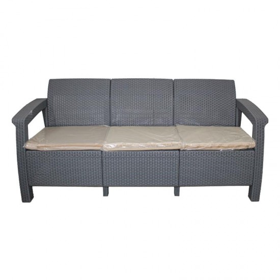 طقم راتان خماسي طاولة +1+1+3 رصاصي