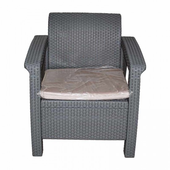 طقم راتان خماسي طاولة +1+1+3 رصاصي