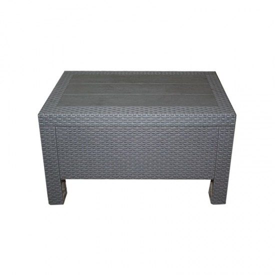 طقم راتان خماسي طاولة +1+1+3 رصاصي