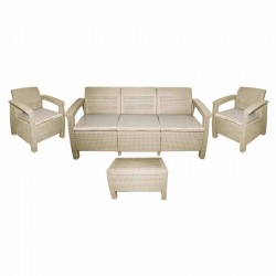 طقم راتان خماسي طاولة +1+1+3 بيج