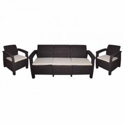 طقم راتان خماسي طاولة +1+1+3 بني