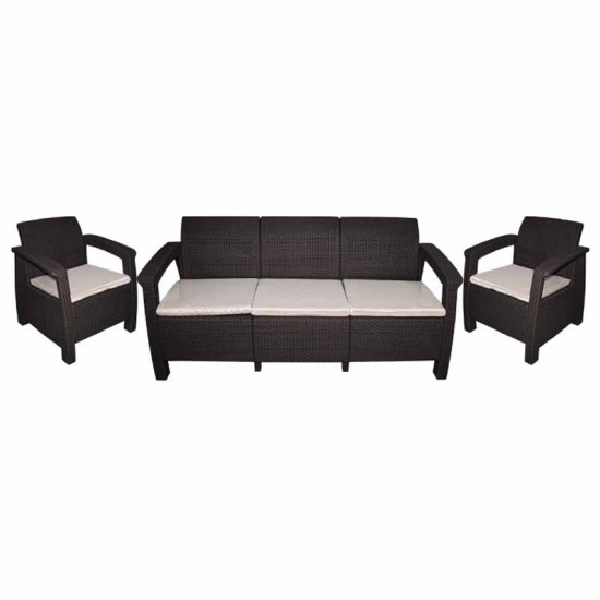 طقم راتان خماسي طاولة +1+1+3 بني