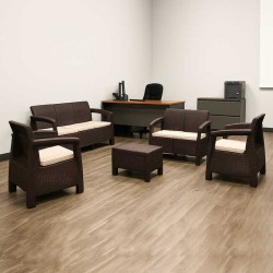 RATTAN SOFA SET 7 SEAT + TABLE 3 +2+1 +1 BROWN