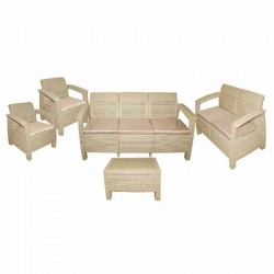 طقم راتان سباعى طاولة+ 2+3+1+1بيج