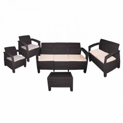 طقم راتان سباعى طاولة+ 2+3+1+1بني