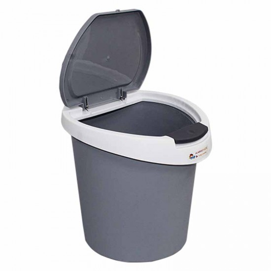 سلة قمامة بدعسة رصاصي