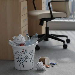 Floral Waste Basket White