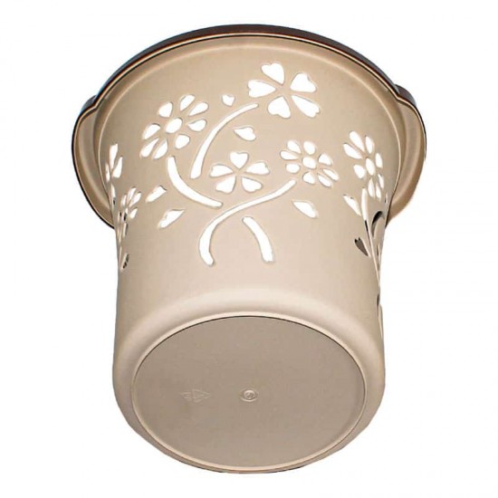 Floral Waste Basket Beige