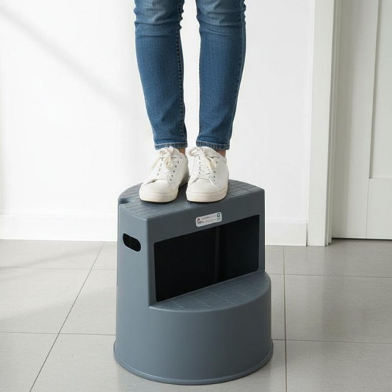 سلم بلاستيك ٢ درج رصاصي