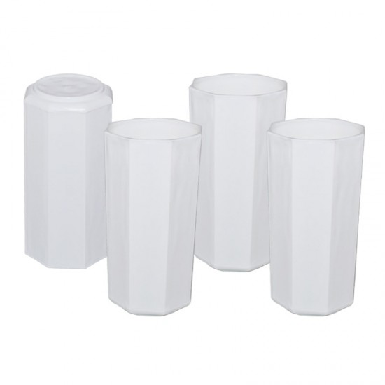 طقم كاسات بلاستيك ٦ حبة أبيض